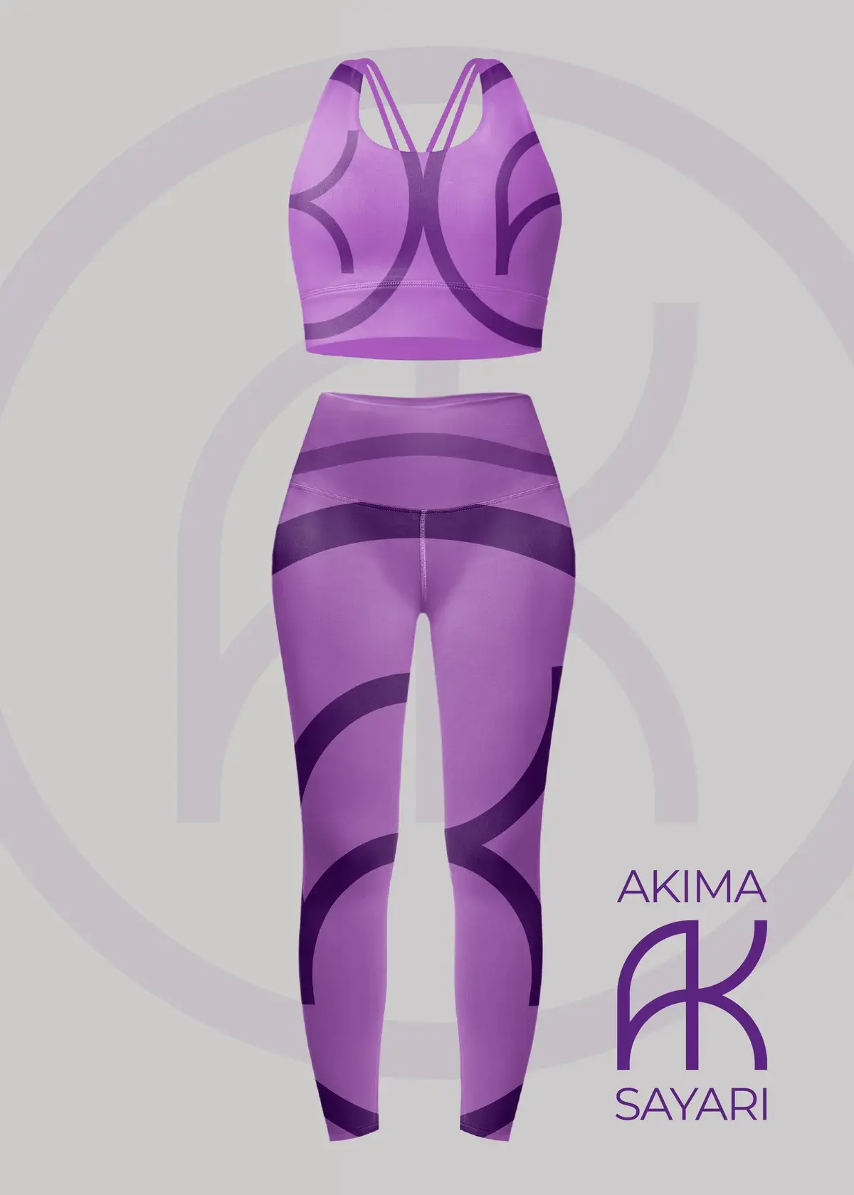 Mockup della brand identity Akima Sayari su abbigliamento sportivo