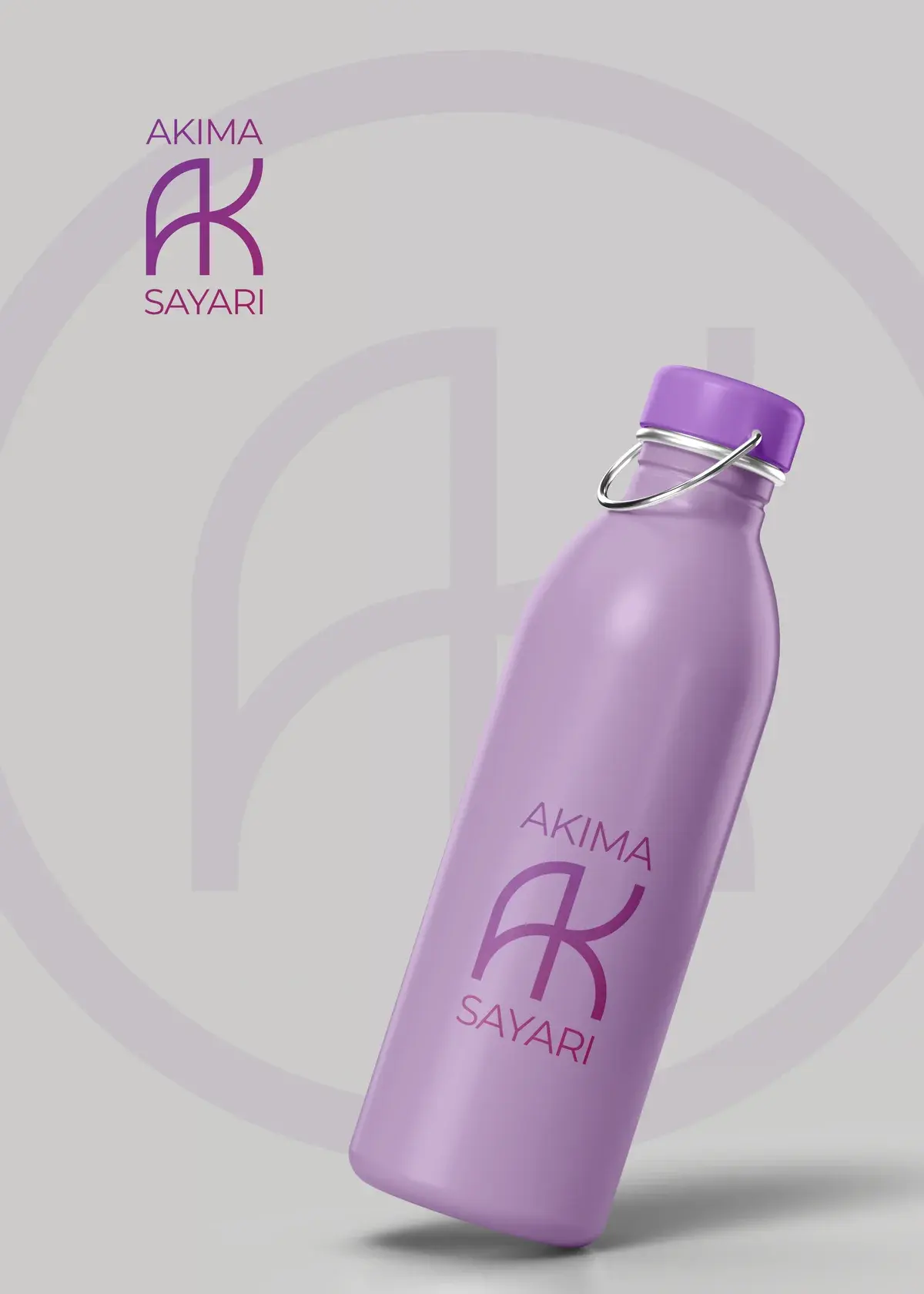 Brand identity Akima Sayari applicata a una borraccia