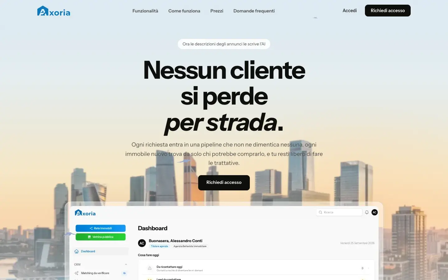Sito web Axoria su desktop