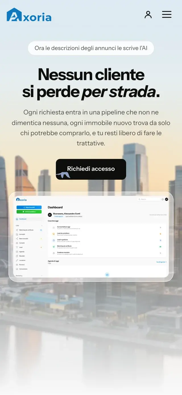 Sito web Axoria su smartphone