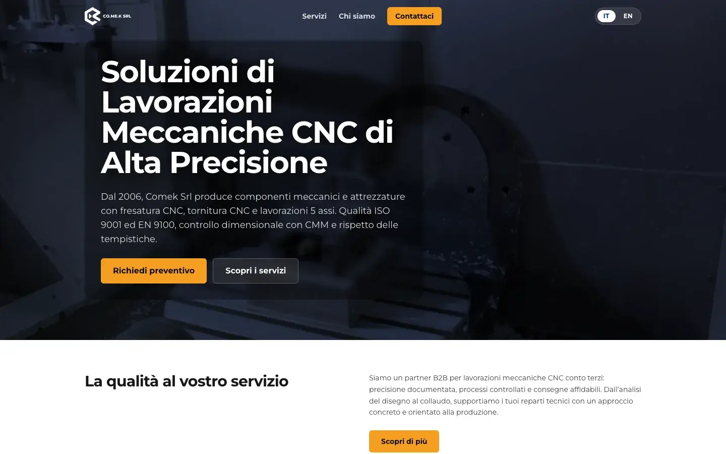 Sito web Comek su desktop