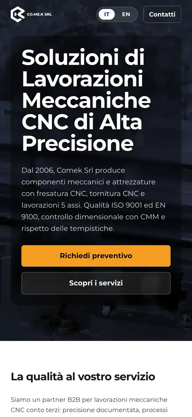 Sito web Comek su smartphone