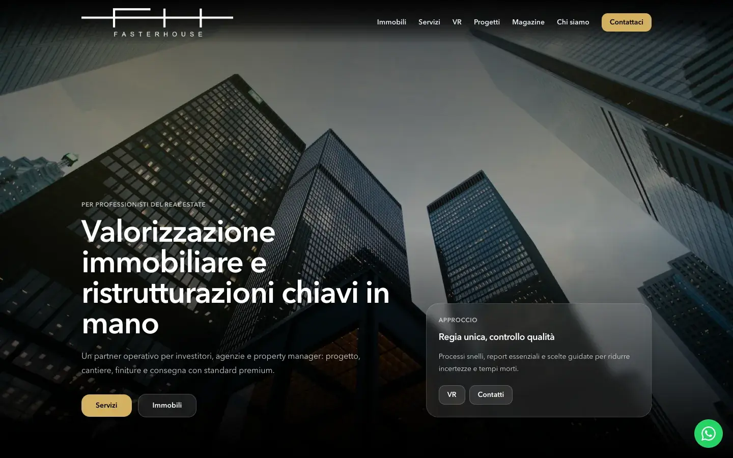 Sito web FasterHouse su desktop