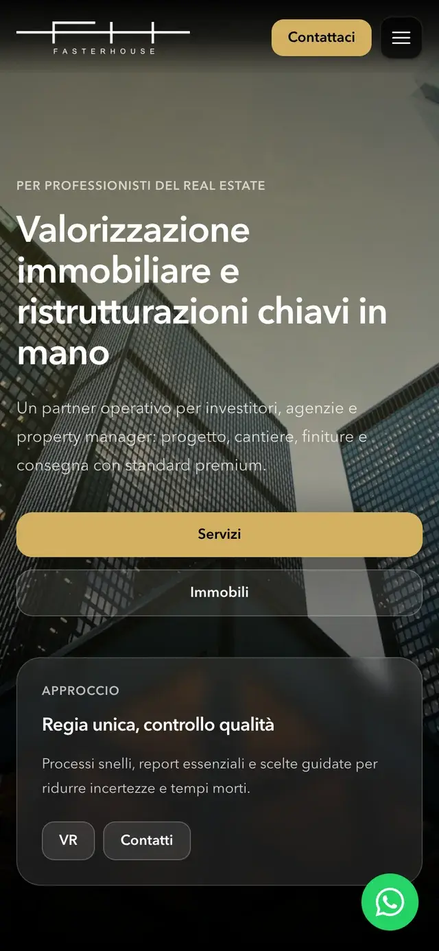Sito web FasterHouse su smartphone
