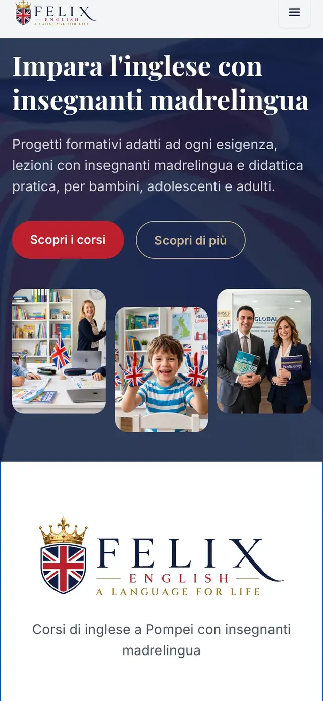 Sito web Felix English su smartphone