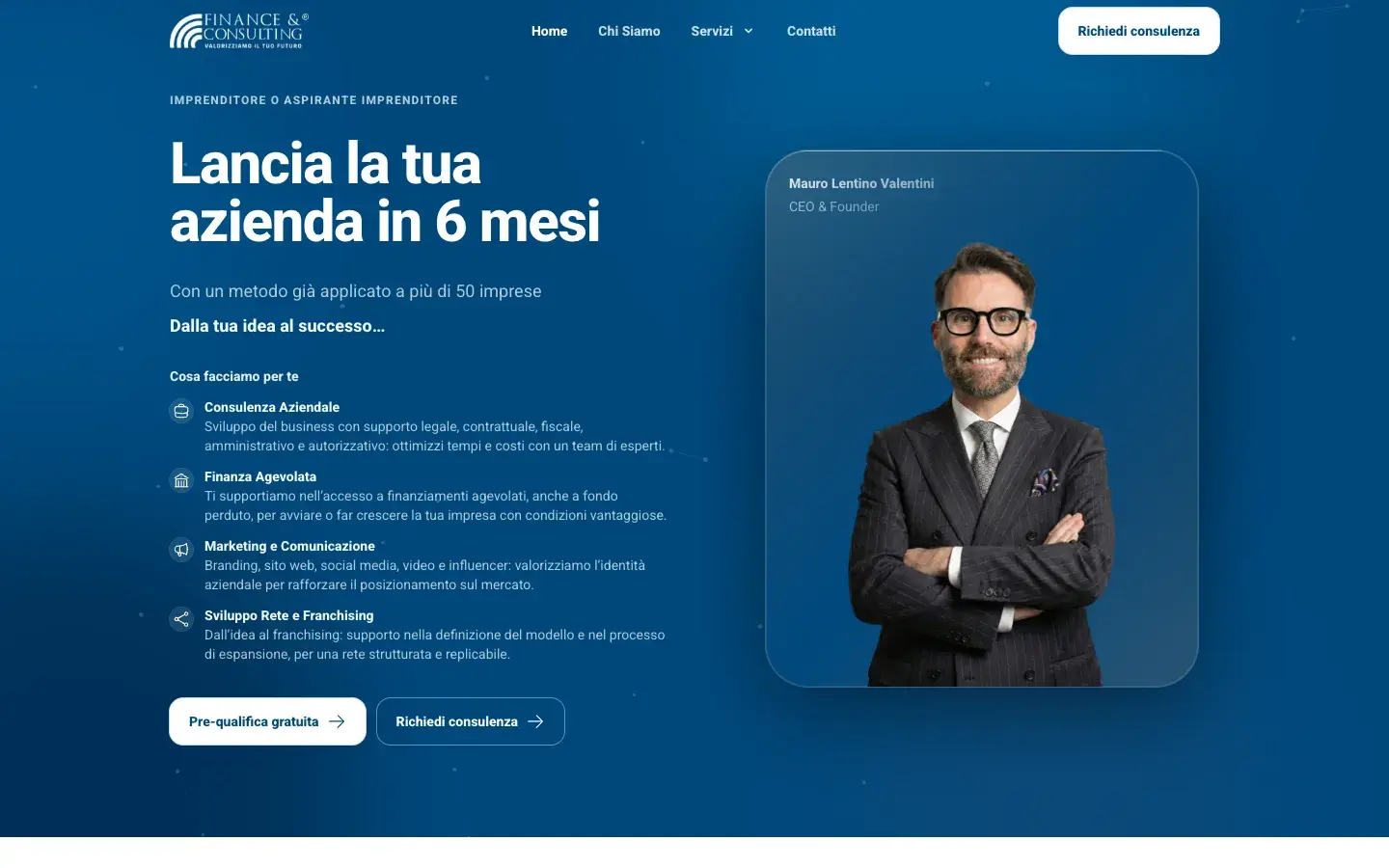 Sito web Finance Consulting Italia su desktop