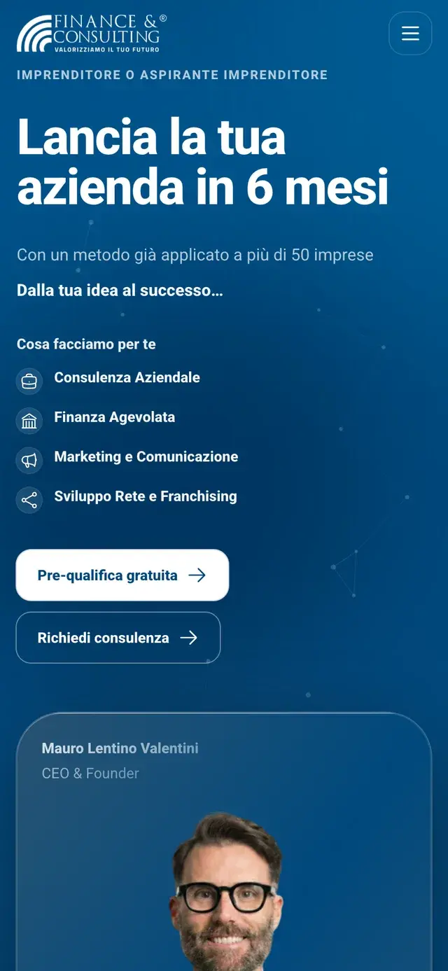 Sito web Finance Consulting Italia su smartphone