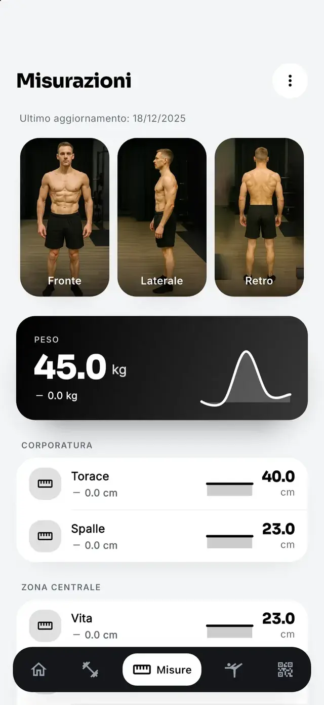 Misure e foto di progresso nell’app MuscleSync