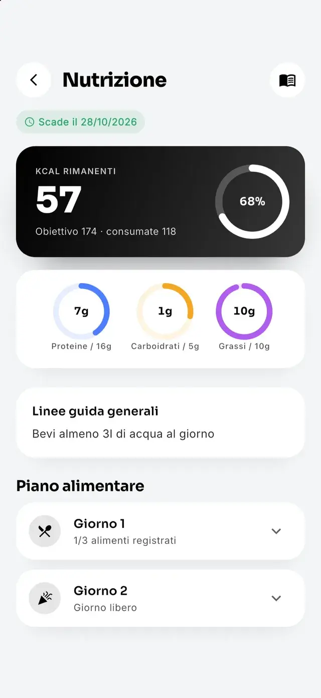 Piano alimentare e macro nell’app MuscleSync