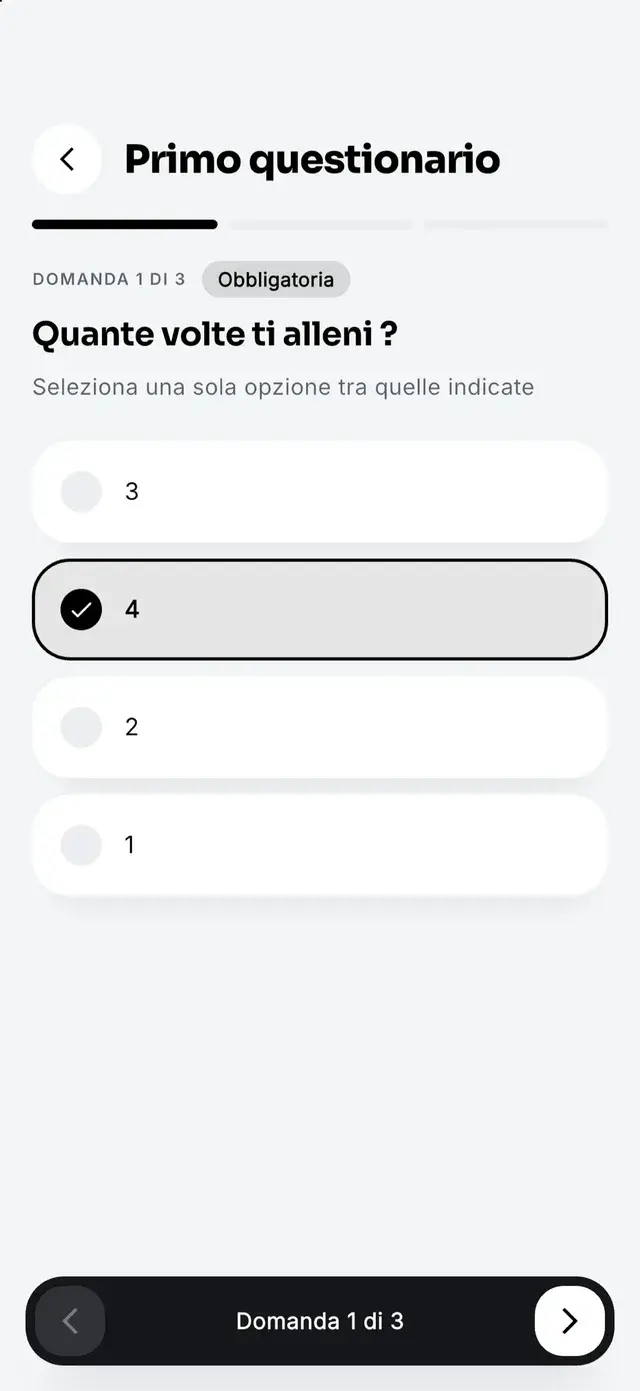 Questionario e anamnesi guidati nell’app MuscleSync