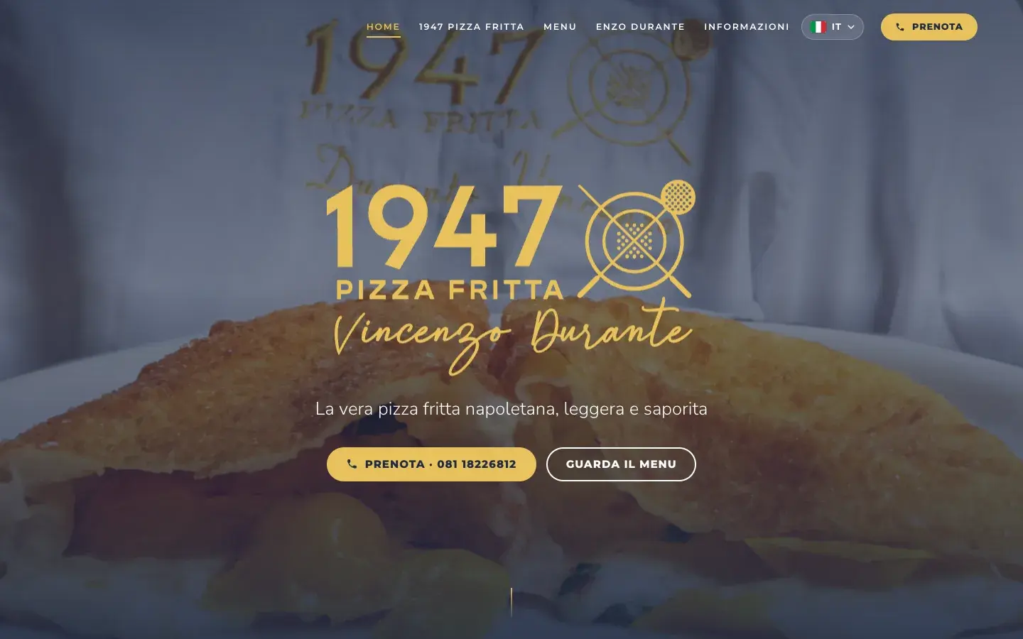 Sito web 1947 Pizza Fritta su desktop