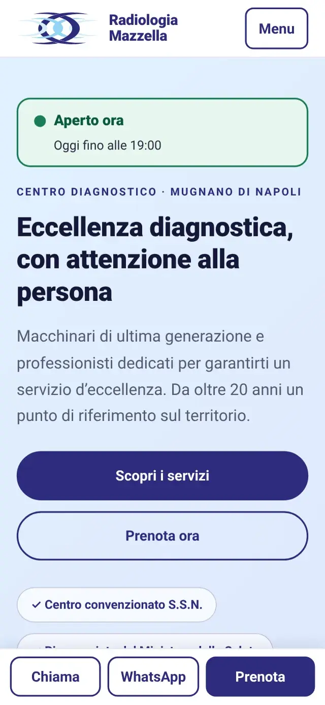 Sito web Radiologia Mazzella su smartphone